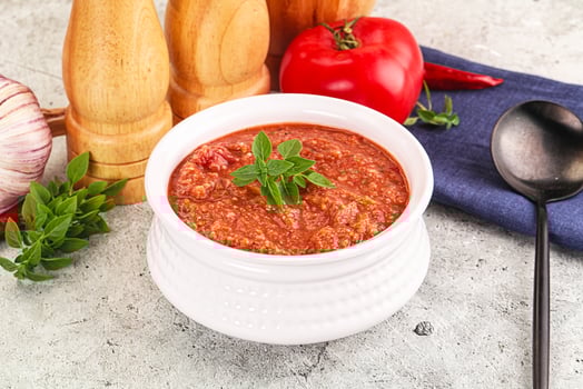 Cold vegan tomato soup Gazpacho photo