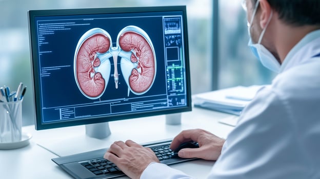 Kidney disease, Chronic kidney disease ckd, Doctor with human model to treat and study in hospital. photo