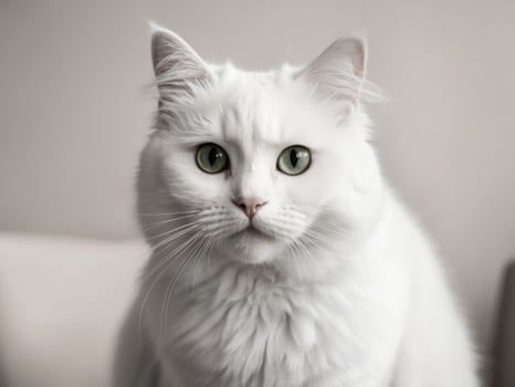 white cat cute cat looking at the camera. photo