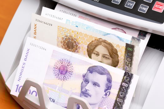 Norwegian crown in the counting machine photo