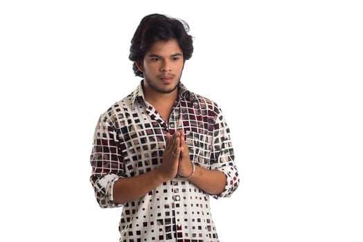 Young man posing on a white background photo