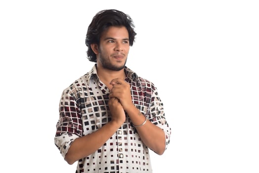 Young man posing on a white background photo