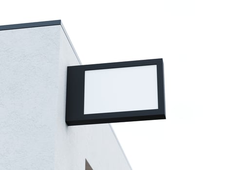 Blank logo sign board on a shop wall photo