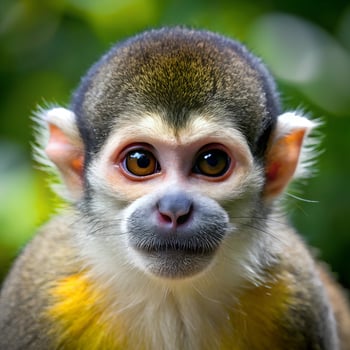 a close up face of Central American Squirre monkey. . photo
