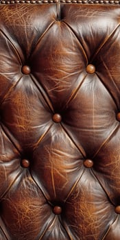 Detailed close-up of vintage leather upholstery with button tufting photo