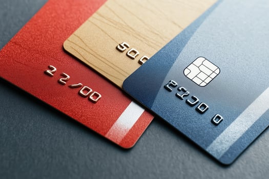 A vibrant display of modern credit cards showcasing sleek designs and metallic details, representing contemporary financial tools photo