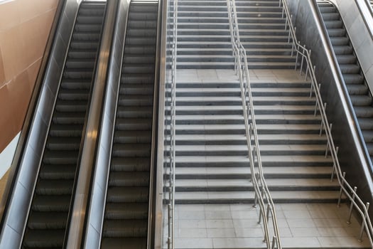 Modern escalators or Modern escalator electronic system photo