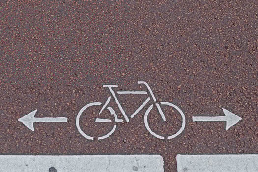 Bike lane and bike symbol on street. photo