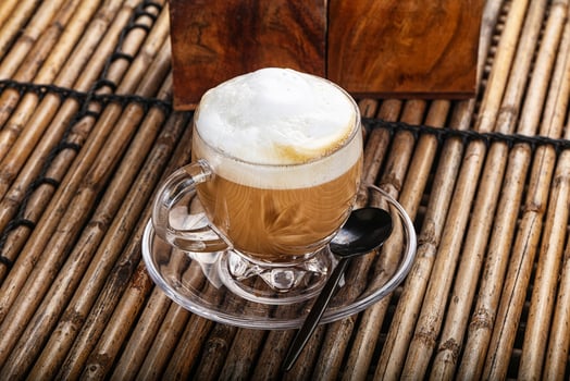 Cappuccino hot espresso with milk photo