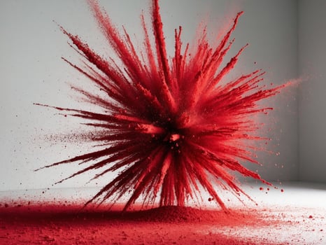 Freeze of a red powder burst spreading in all directions. photo