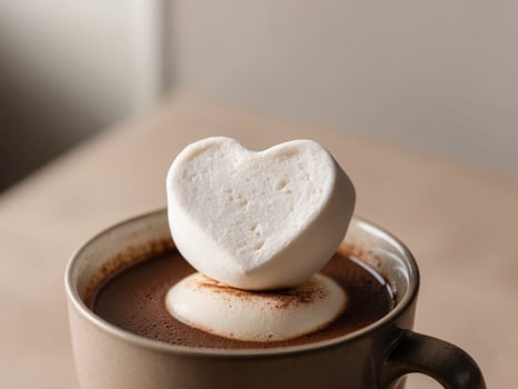 Hot chocolate with marshmallow heart photo