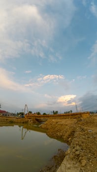 construction of a new road in the town of Gorontalo of Indonesia. photo