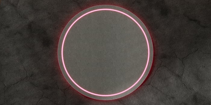 Neon circle, light ring and podium, 3D illustration photo
