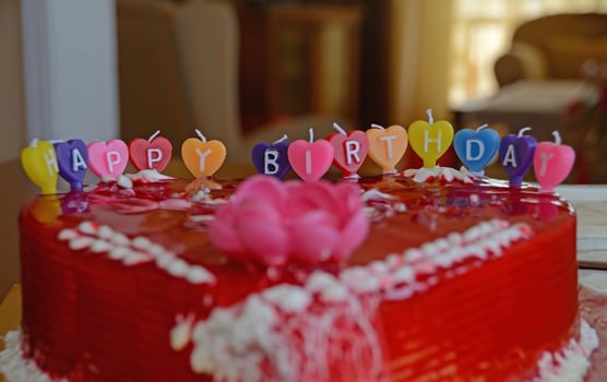 Birthday cake candles that say Happy Birthday. photo