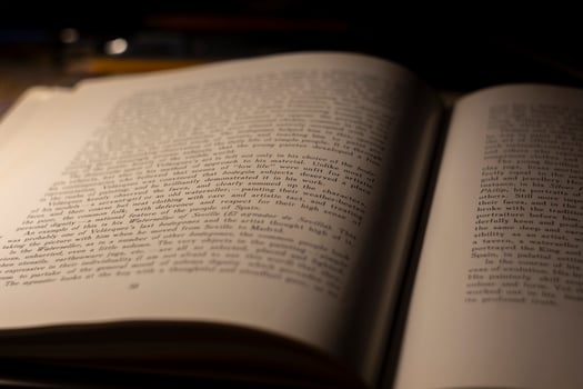 macro photography of a book page with text in English font photo