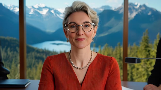 Confident Female Leader in Modern Office Setting photo