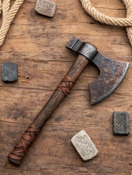 Vintage woodworking tools on rustic wooden surface photo