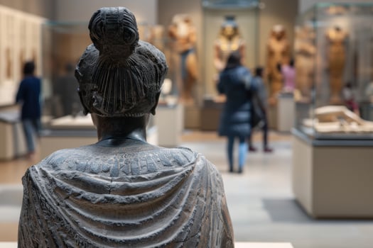 Ancient stone statue in museum photo