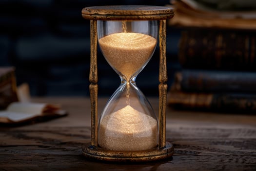 Hourglass with golden sand photo