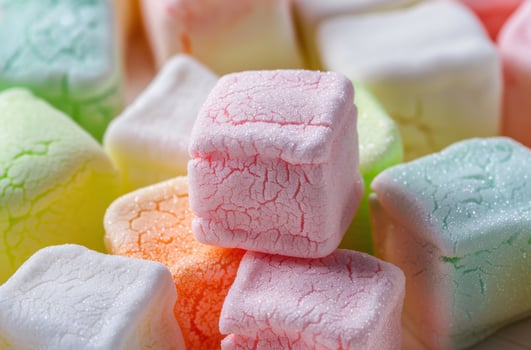 Colorful assortment of sugary marshmallow candies photo