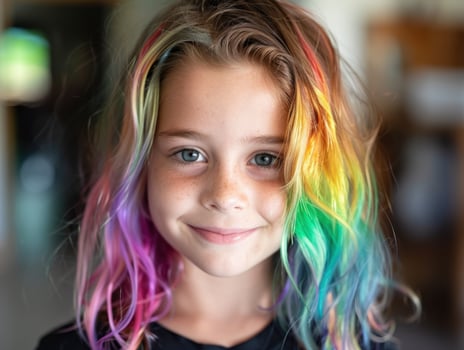 Smiling girl with colorful dyed hair photo