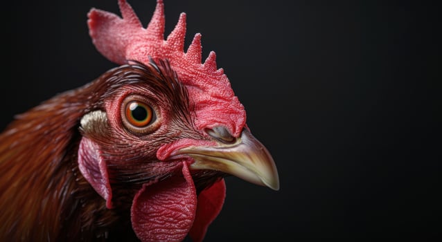 close up portrait of a vibrant red rooster photo