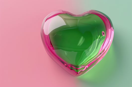 vibrant heart shaped glass container with green liquid photo