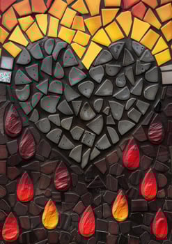 Vibrant mosaic heart pattern photo