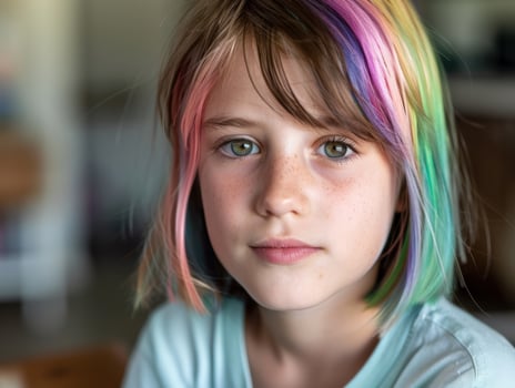 portrait of a young girl with colorful dyed hair photo