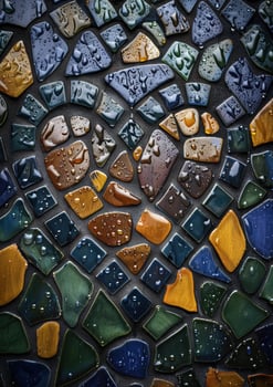 Colorful mosaic pattern with water droplets photo