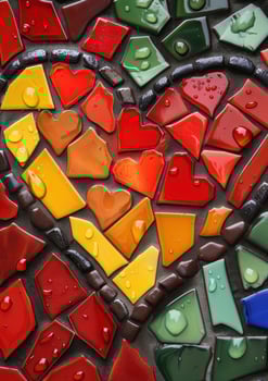 Colorful mosaic hearts photo