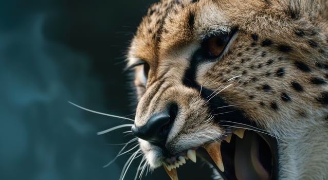 Fierce leopard face close up photo