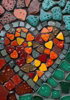 Colorful mosaic pattern with heart shapes photo