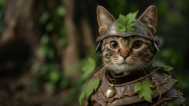 Adventurous cat in forest photo