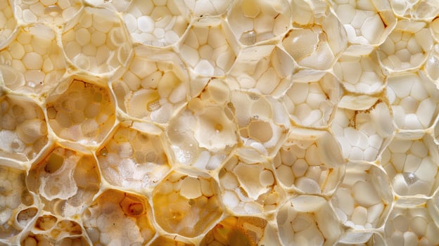 Closeup view of natural honeycomb structure photo