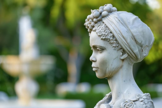 Ornate stone statue in a garden photo