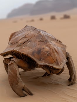Rugged desert tortoise in arid landscape photo