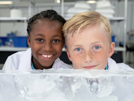 Diverse children smiling together in classroom photo