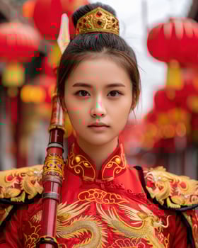 Elegant asian woman in traditional chinese dress photo