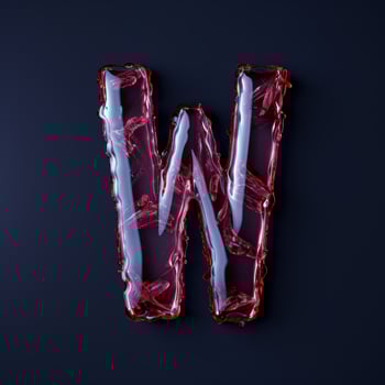 Frozen red glass letter w photo