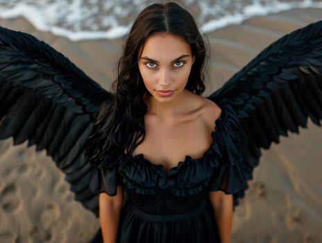 dark angel in black dress photo