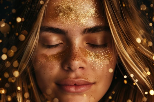 Sparkling beauty with golden glitter photo