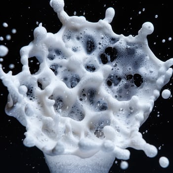 Dramatic splash of white foamy bubbles photo