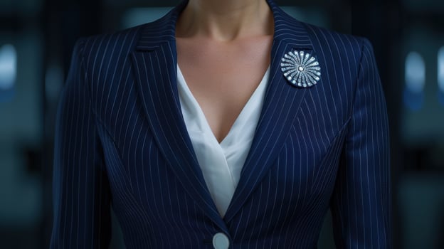 Elegant business attire with diamond brooch photo