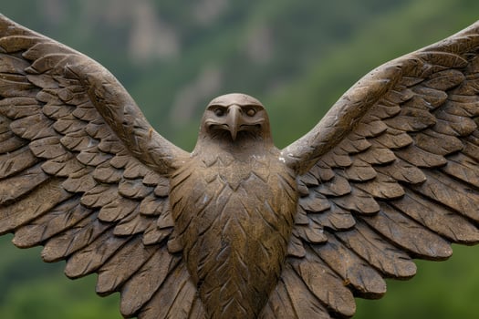 Majestic stone eagle statue with outstretched wings photo