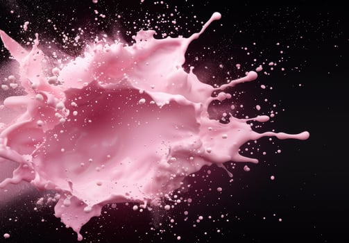 Vibrant pink paint splash on black background photo