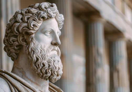 Detailed sculpture of a bearded mans head photo