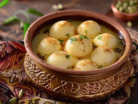 Delicious boiled potatoes in a traditional ceramic bowl photo