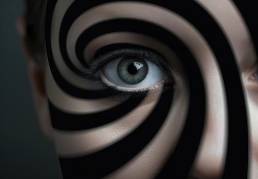 Surreal eye illusion in black and white photo