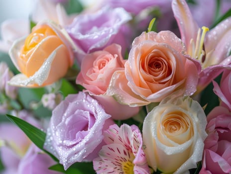 Vibrant floral bouquet with roses and alstroemeria photo